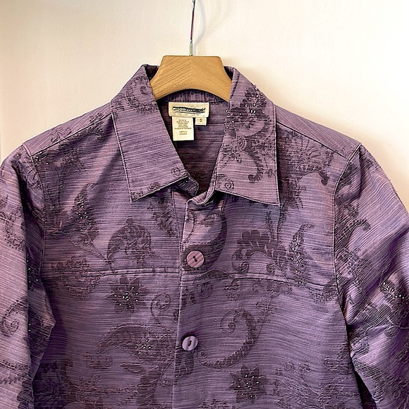 Coldwater Creek Dark Lavender Button Down Dress Jacket With Bead Accents - Picture 3 of 7